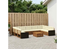 Vidaxl Conjunto De Sofás Para Exterior 10 Unid. Natural E Creme
