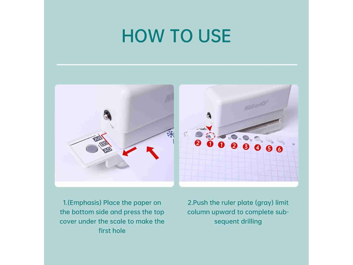 Perfuradora De Papel Portátil 6 Buracos 3 Folhas 5.5mm Para A4 B5 A5 Escritório