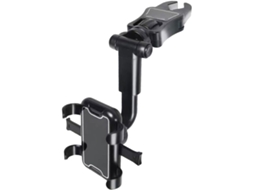 Suporte para celular veicular com espelho retrovisor giratório ajustável e suporte para celular.