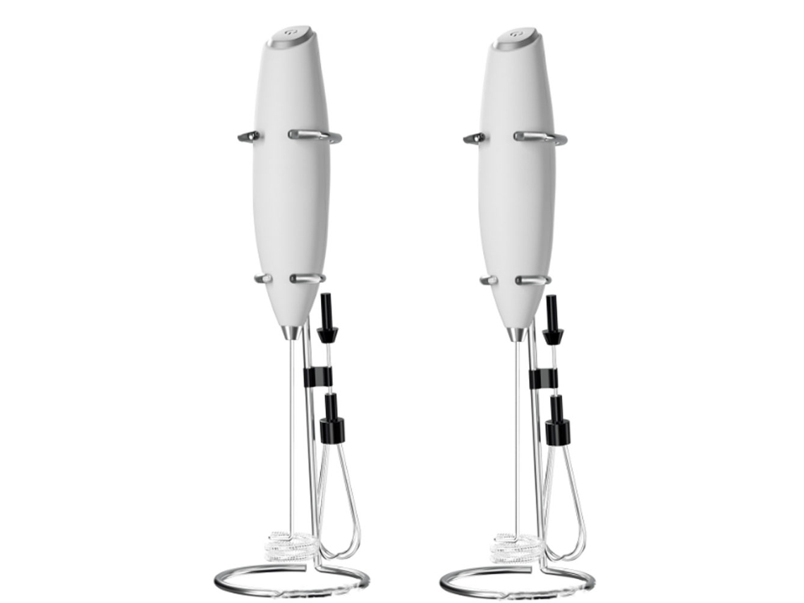 Conjunto De 2 Espumadores De Leite Brancos, Espumador Manual Para Latte, Mini Espumador Para Cappuccino E Frappé