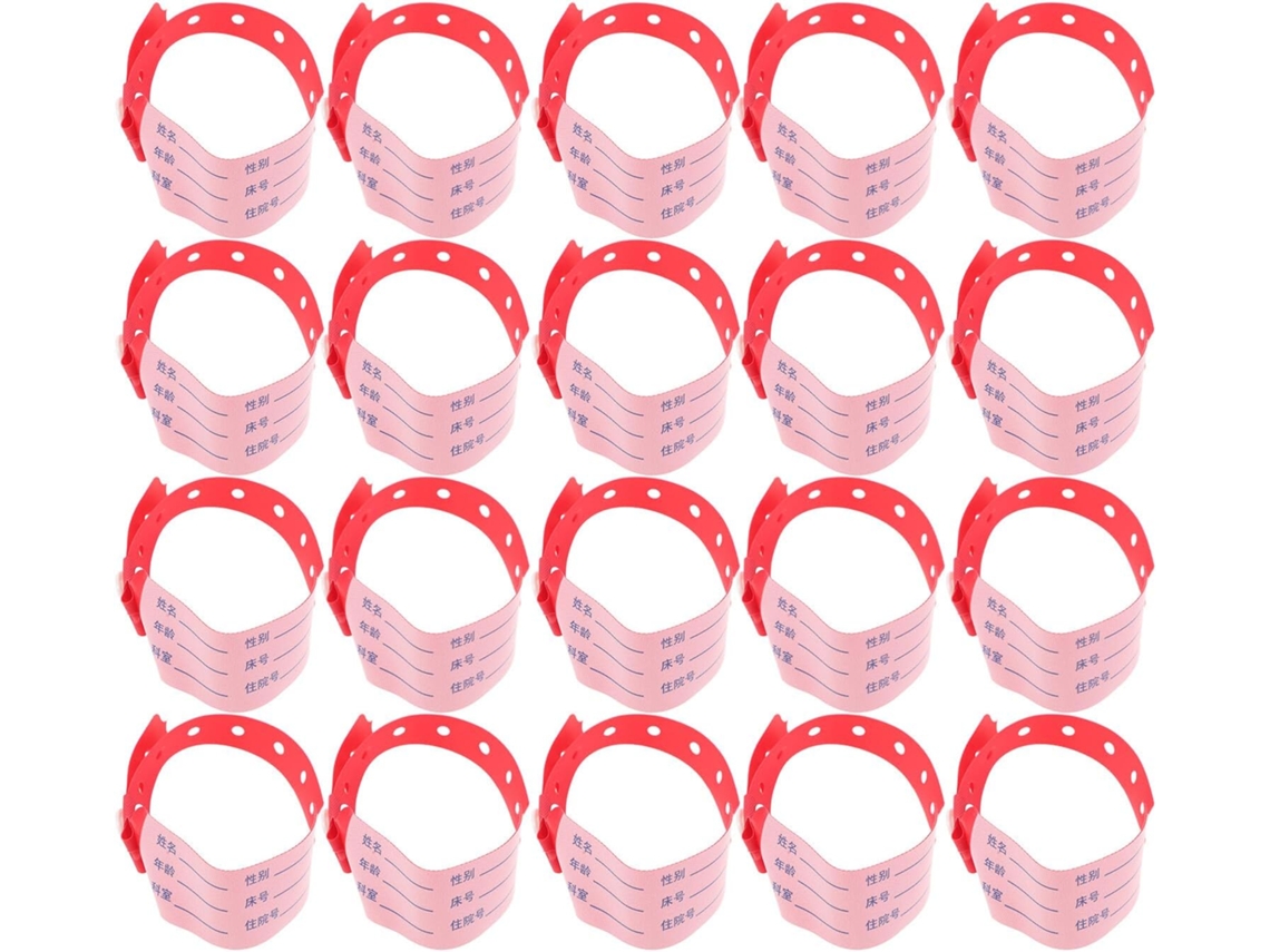 Pulseiras Médicas Secfou Para Identificação Hospitalar, Adultos, Pvc Vermelho, 100 Unidades, Pulseira Ajustável Para