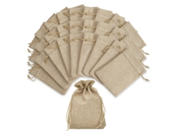 Pacote Com 24 Sacolas De Presente, Juta, Pequenas , Tecido, Linho, Juta Para Joias, Casamento, Festa Natal Aquaforge (7 X 9 Cm)