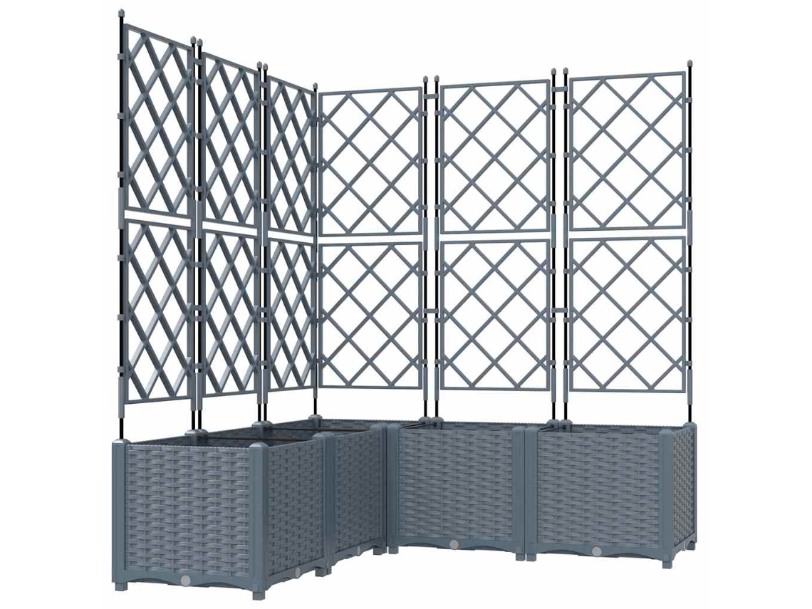 Vaso Jardim 5 Pcs - Floreira Cinza Claro 120 X 120 X 143 Cm Aço HARLANV1