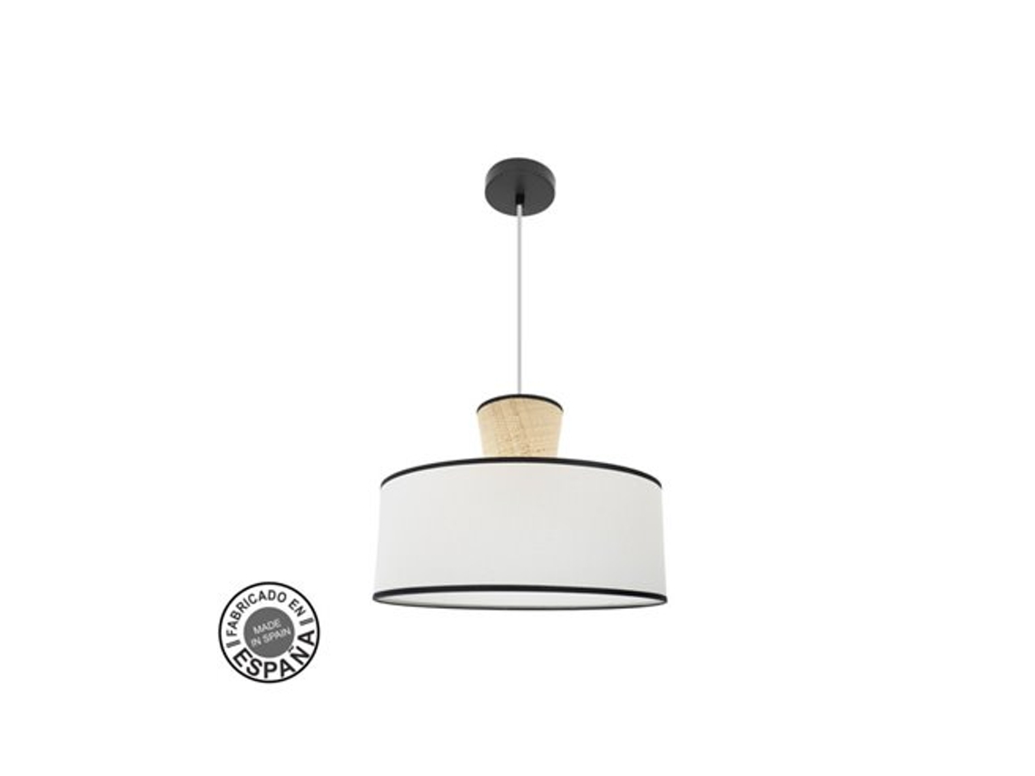 Pingente Camboja 1xe27 Preto/branco/natural Regx50x50cm Fabrilamp
