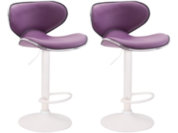 Taburetes De Bar Las Vegas V2 - Clp - Violeta-branco - Couro Sintético - Altura Ajustável - Design Contemporâneo