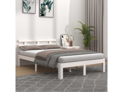Vidaxl Estrutura Cama Pequena Casal 120x190 Cm Pinho Maciço Branco