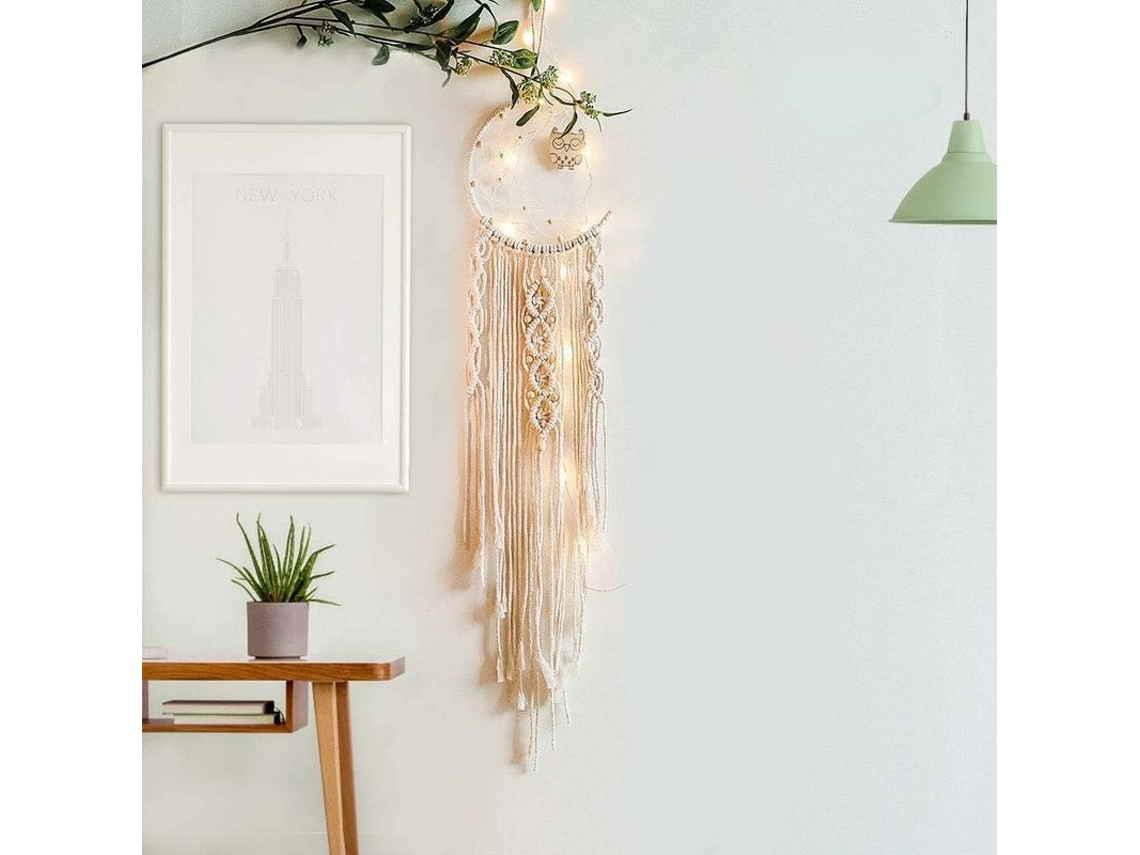 Apanhador de sonhos lunar tecido à mão, tapeçaria boêmia para decoração de quartos e casamentos.