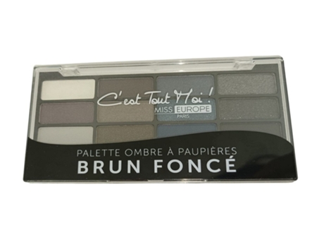 Sombra De Olhos Miss Europe Com 12 Cores Nº1 Brun Foncé 12x1g Miss Europe Paris