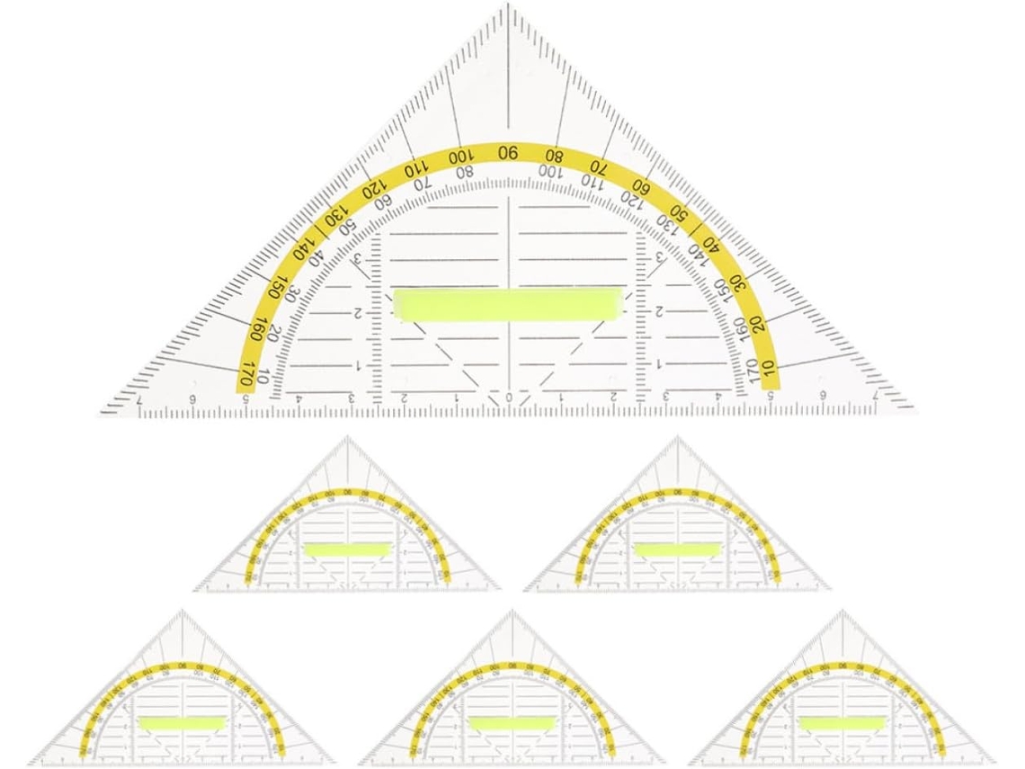Kit De Réguas Triangulares Plástico Pp Toyvian, 6 Peças, Ferramentas De Medição Portáteis Para Arquitetura E Uso