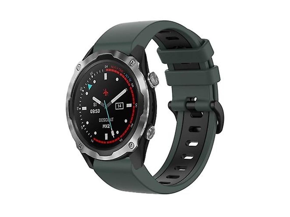 Pulseira De Silicone, Compatível Com Relógio Garmin Descent Mk2 26 Mm, Verde - Oliva E Preta.