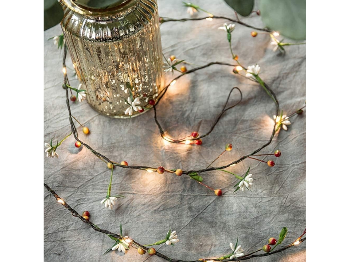 Cordão De Luzes Led, 2 M, Acabamento Verde, Alimentação Por Bateria, Para Decoração De Casa, Festas, Jardim E Eventos