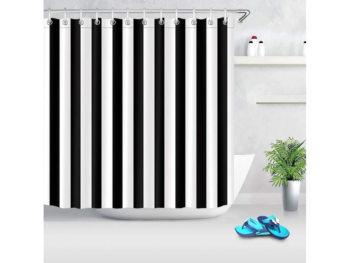 Cortina De Ducha Preta E Branca 2025, Estampado Estilo Moderno, Impermeável De Poliéster, Para Decoração De Banheiro E Cozinha
