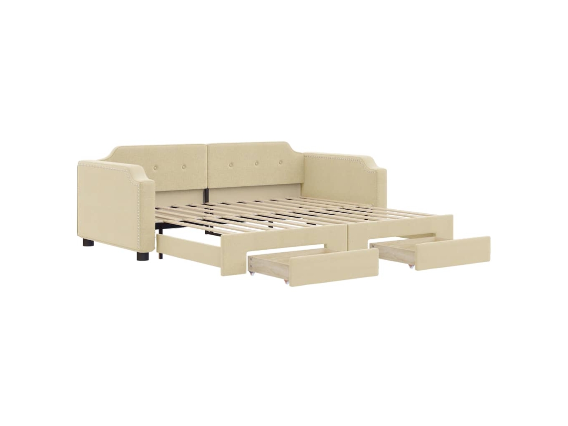 Sofá-cama Com Gavetão Vidaxl Creme Tecido