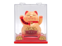 Ornamento Gato Solar Amarelo Boa Sorte Com Capa Clara