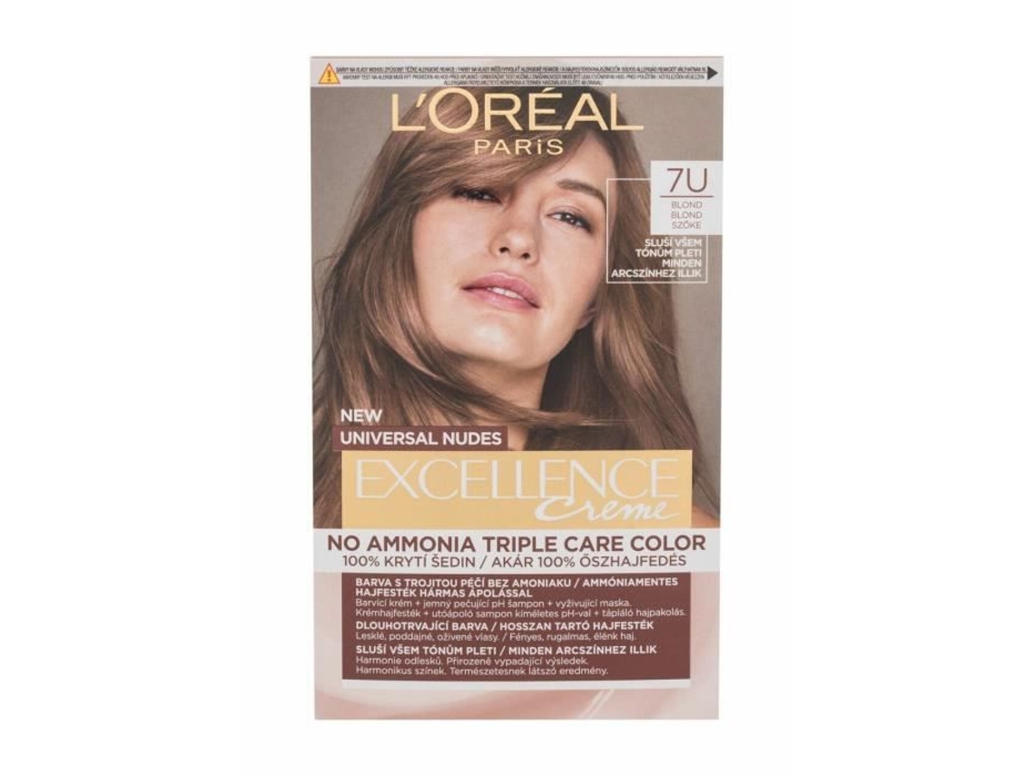 L'Oréal Paris Excellence Creme Tripla Proteção Sem Amônia, 48 ml, Loiro, 7 unidades, Coloração capilar