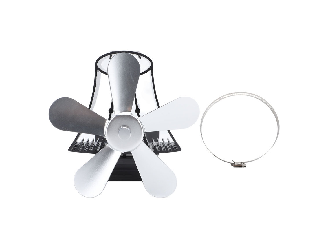 Ventilador de lareira Primerox magnético de parede com 5 pás térmico prata