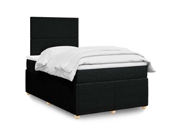 Vidaxl Cama com Molas/colchão 120x200 Cm Tecido Preto