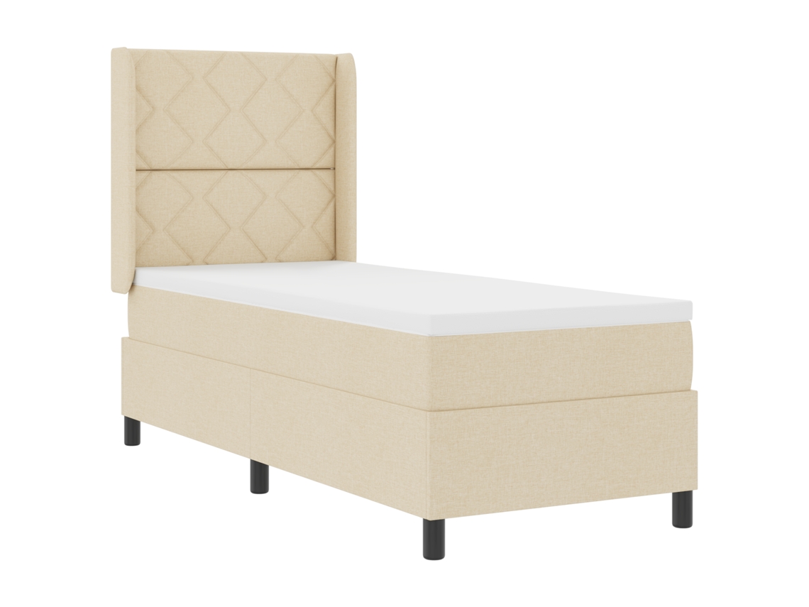 Cama Com Estrado E Colchão  Creme Vidaxl Tecido (80x200 Cm)