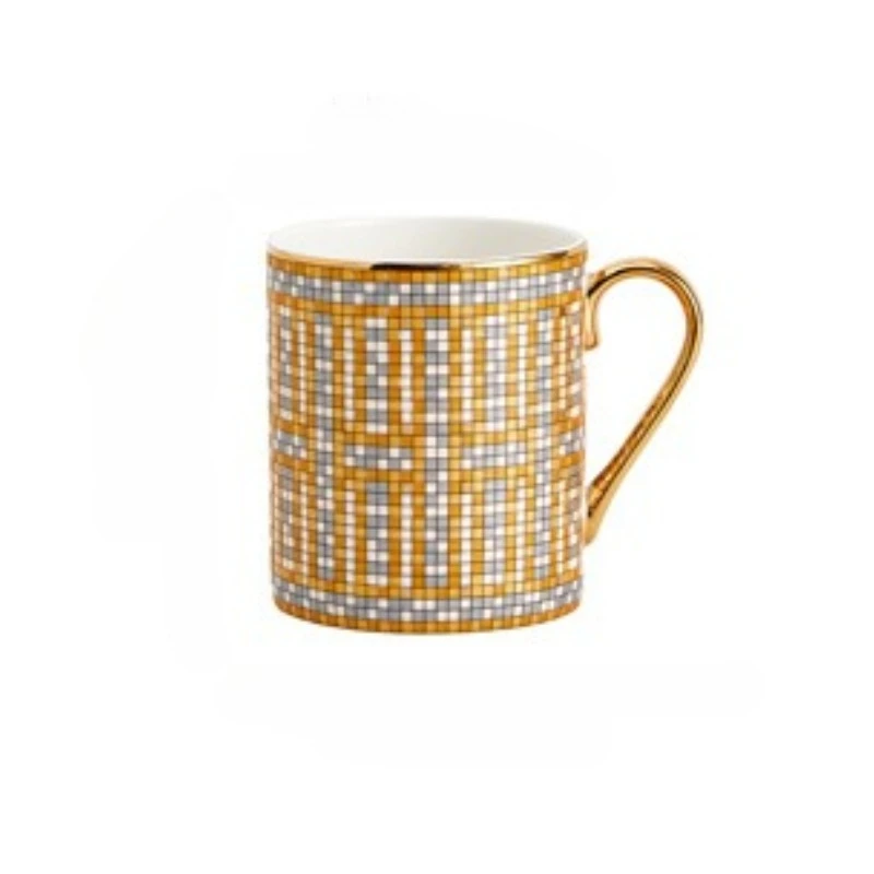 Caneca de Café/escritório de Cerâmica Dourada Pintada À Mão de Luxo MDUG (estilo D, 350 Ml)