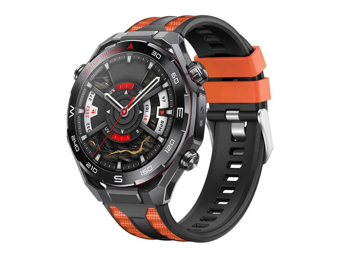 Bracelete para Huawei Watch Ultimate 2 Silicone Bicolor com Fivela de Pino Prateada Preto e Laranja XIAOMOYU