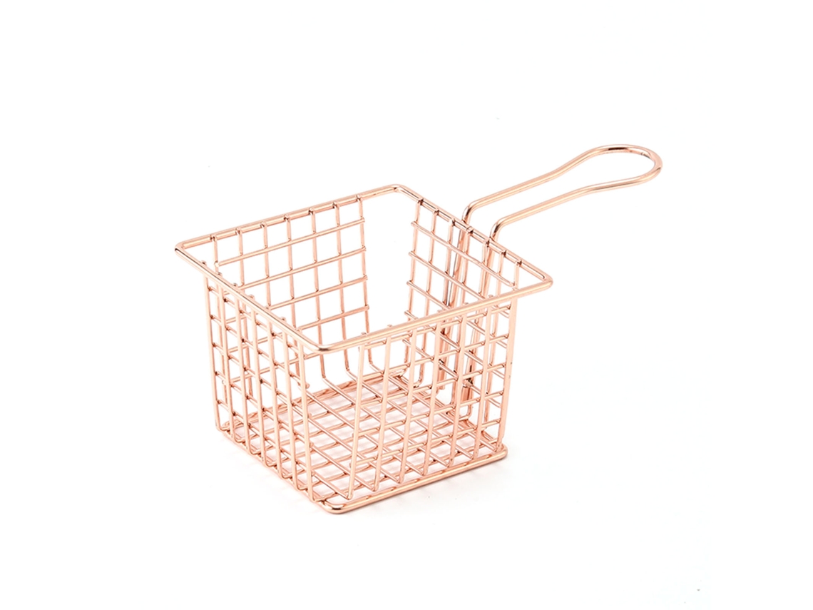 Cesta de Fritar de Ferro com Alça, para Batatas Fritas, Peneira de Cozimento, Casa e Restaurante, Prata Rose