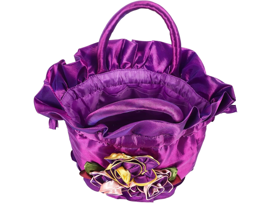 Bolsa De Noite Floral Feminina, Bolsa Tote Roxa Com Cordão.