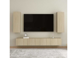 Vidaxl 4pcs Conjunto Móveis De Tv Derivados De Madeira Carvalho Sonoma
