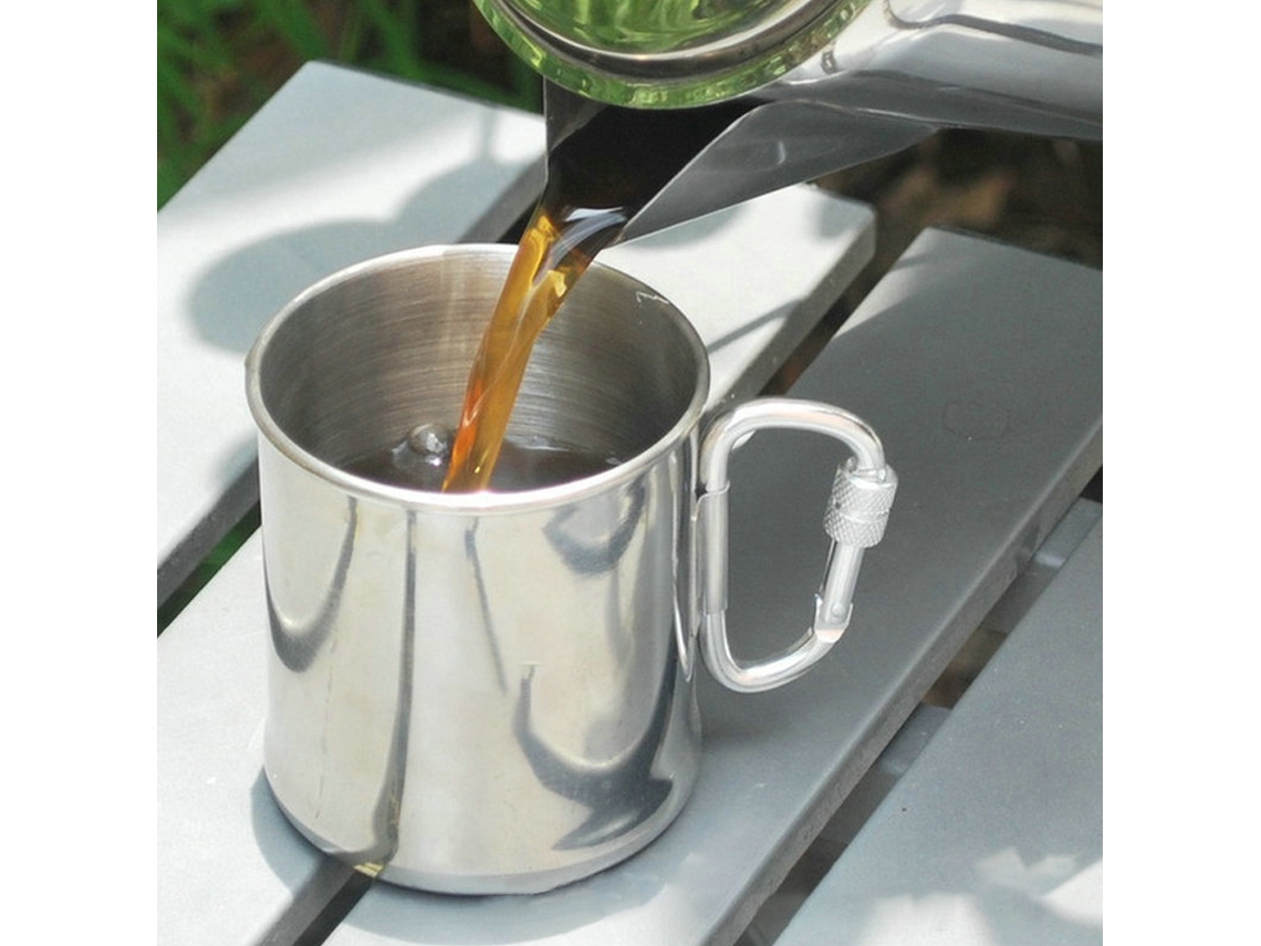 Caneca de Aço Inox 500ml com Gancho para Camping