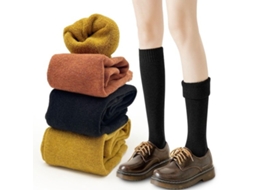 Escolha Segura - Meias De Pernas Altas 3 Pares - Meias De Pernas Altas - Meias De Pernas Quentes - Feminino - Material Suave E Respirável - Tamanho 35