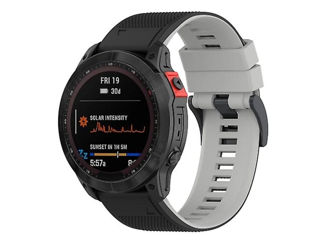Lurelia Pulseira De Relógio, Compatível Com Garmin Fenix 7 Bicolor Silicone Preto Cinza