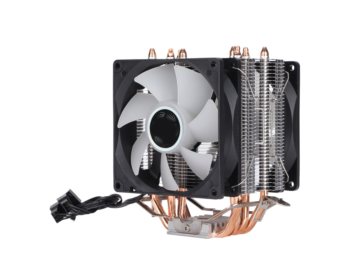 Ventoinhas De Resfriamento Da Cpu Do Computador Rgb 90mm 3 Pinos 4 Calodutos Sem Ruído Duas Ventoinhas