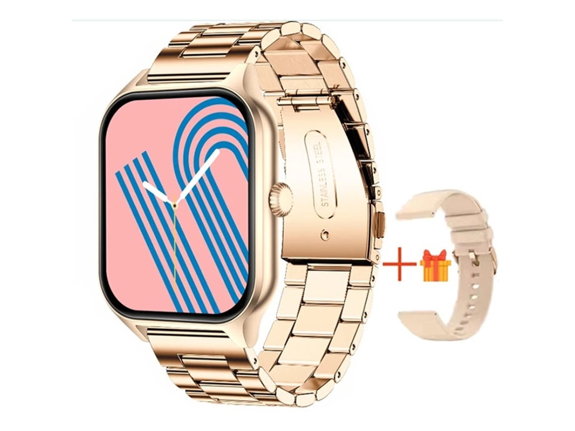 Smartwatch Com Monitoramento De Frequência Cardíaca Pressão Arterial E Oxigênio No Sangue Chamadas Bluetooth E Tela Grande Ouro Yunzii