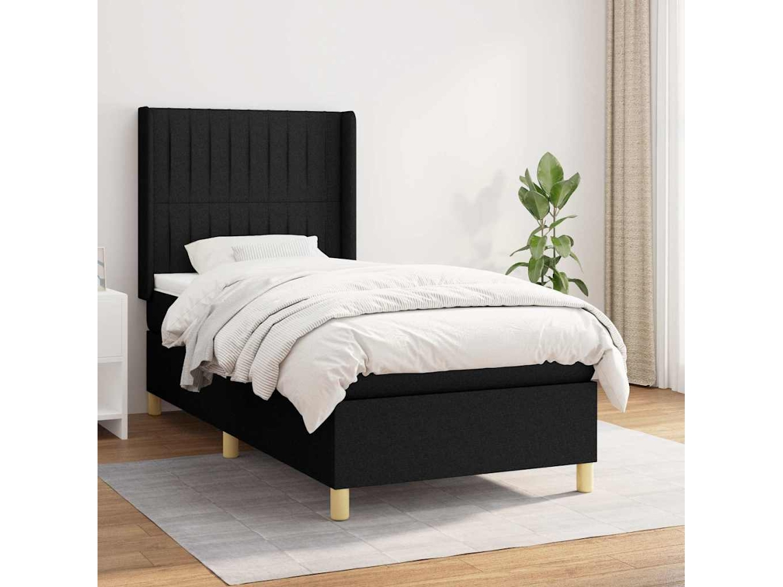Vidaxl Cama Com Molas/colchão 80x200 Cm Tecido Preto