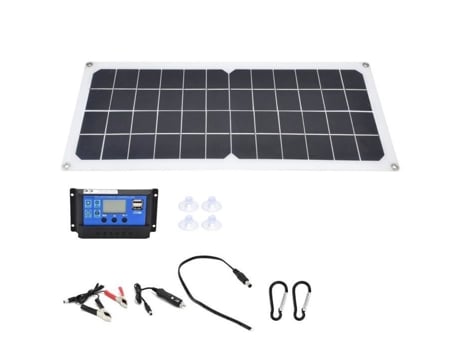 EJ.LIFE Kit de Painel Solar Kit de Carregador de Painel Solar de 10 W com Controlador 60A Portas Usb Duplas Femininas para Barcos Rv