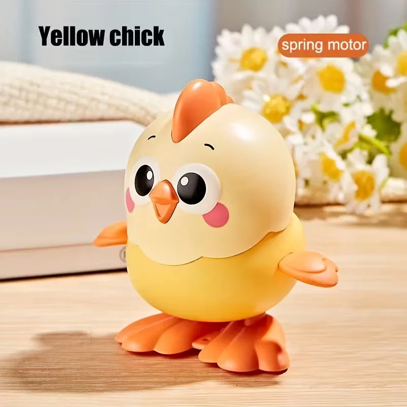 (amarelo) Brinquedo De Galinha Saltitante De Desenho Animado Com Mecanismo De Corda, Brinquedo Interativo Para Engatinhar