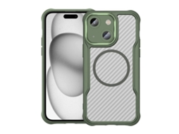 Capa Transparente Para Iphone 14 Plus - Textura De Fibra De Carbono - Magsafe