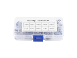 Kit de diodos retificadores 200 peças 10 valores 1N4001 1N4007 1N5817 1N5819 com caixa
