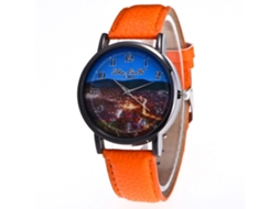 Relógio de quartzo unissex elegante e casual, ideal para presente (laranja)