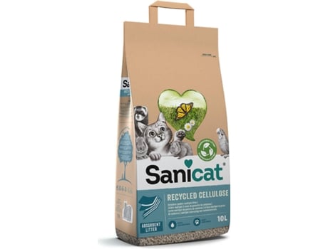 Areia Absorvente para Gatos SANICAT Clean&Green (Celulose - 10L)