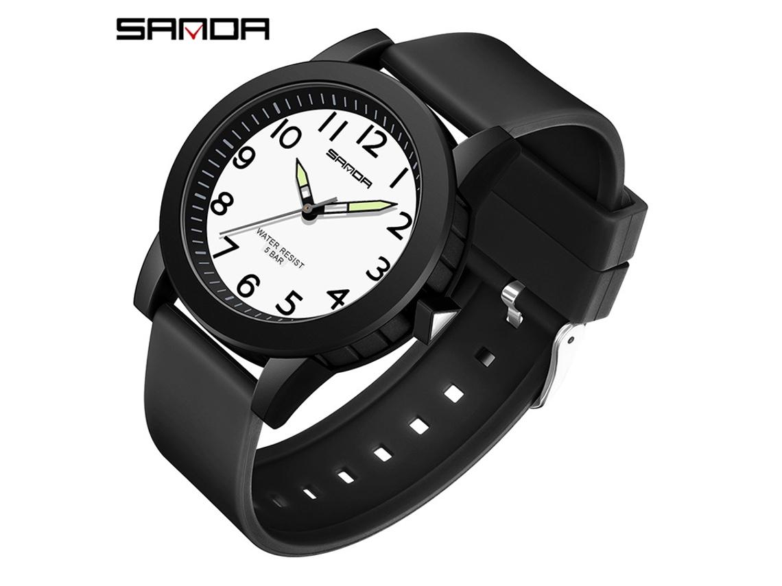 Relógio de Casal Simples, Fluorescente, À Prova D'água MDUG (preto e Branco, Masculino)