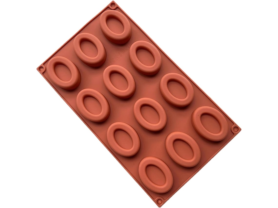Formas De Silicone Assar – Bandeja Oval De Alta Qualidade Com 12 Compartimentos.