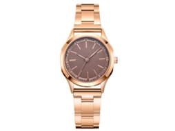 Relógio de Pulso Masculino de Moda Leisure Simples com Pulseira Pu e Espelho Marrom