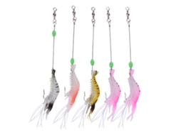 Isca de Camarão Artificial Luminosa com Gancho 5pcs