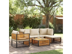 Vidaxl 6 Pcs Conjunto De Sofás De Jardim Com Almofadões Acácia Maciça