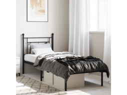 Vidaxl Estrutura De Cama Metal S/ Colchão C/ Cabeceira 75x190 Cm Preto