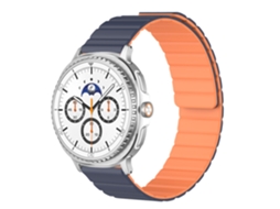 Pulseira magnética de silicone com proteção UV para Samsung Galaxy Watch8 Classic Ultra, Azul Meia-Noite com detalhes.