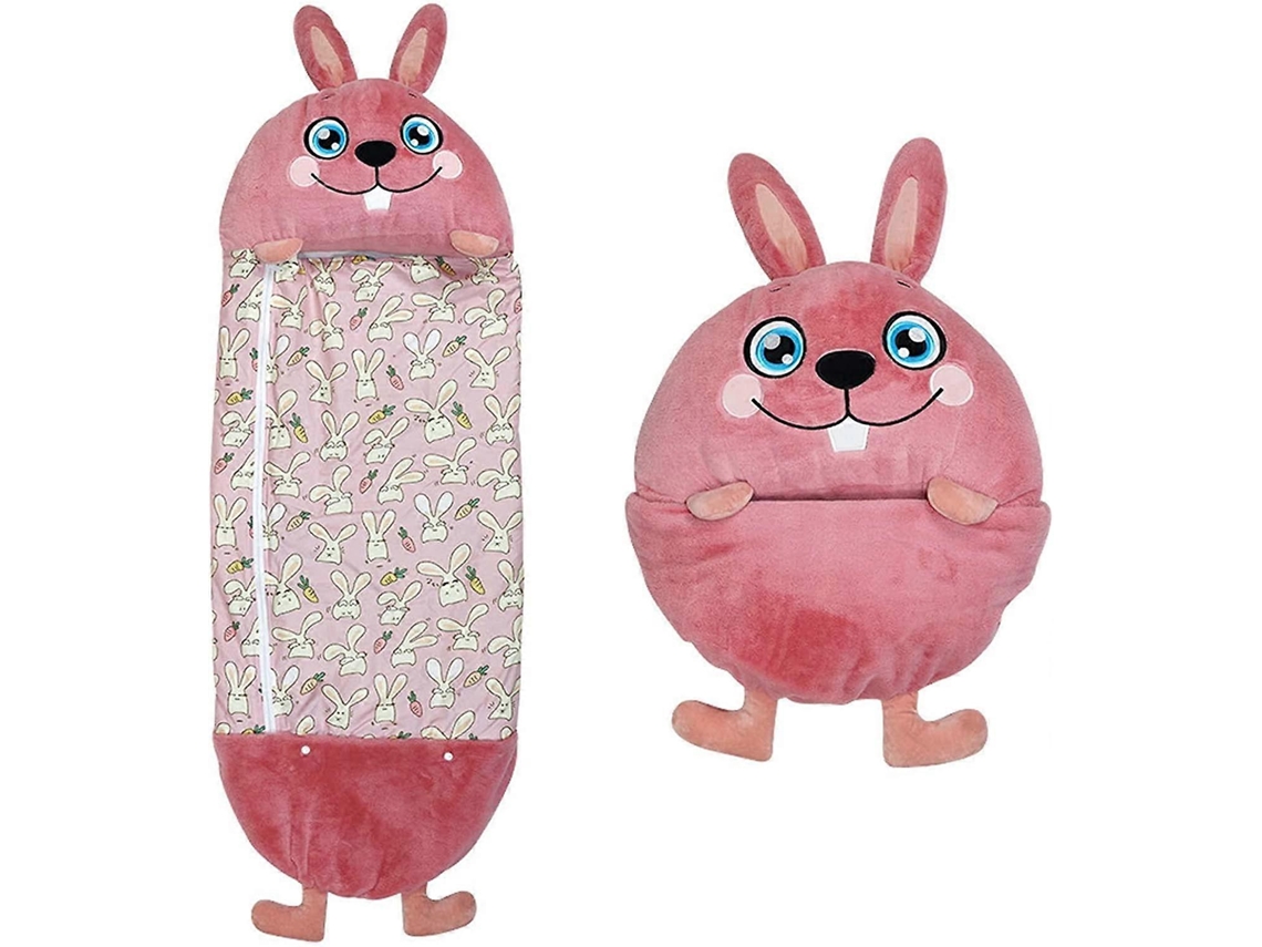 Rebe 1 Peça Almofada Grande e Saco de Dormir, Suave Animais de Desenho Animado 2 em 1, Plegável Quente para Camping, Coelhos, 137 * 50cm