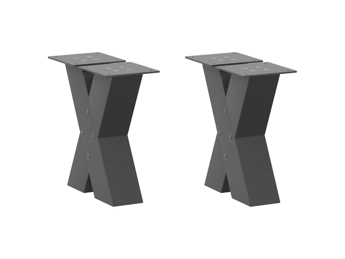 Vidaxl Pés Para Mesa De Centro Em Formato De X, 2 Peças, Antracite, 40x(30-31) Cm, Aço