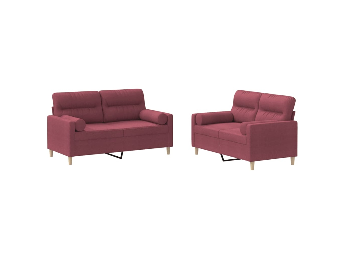 2 Pcs Conjunto de Sofás com Almofadas Tecido Vermelho tinto MAISON EXCLUSIVE