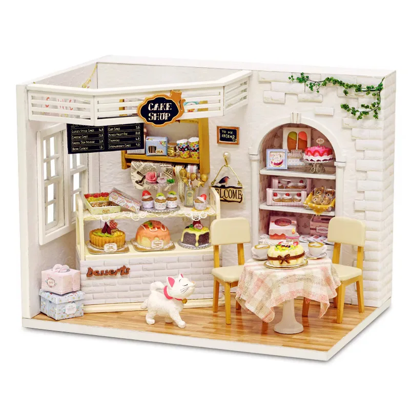 Casa de Bonecas Faça você mesmo para Confeitaria e Padaria, Mini Confeitaria de Madeira 3d MDUG